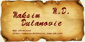 Maksim Dulanović vizit kartica
